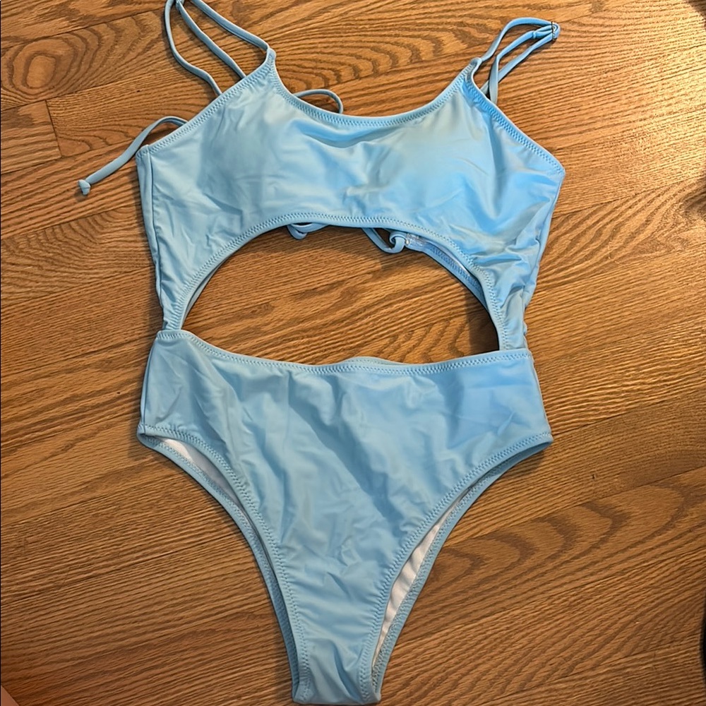 Kids Light Blue One Piece Swimsuit